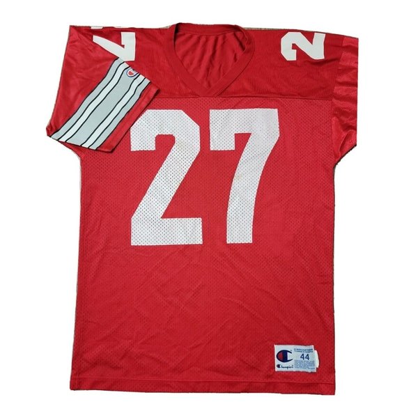 Vintage Champion Ohio State Buckeyes Football Jersey #27 Eddie George Sz 44 Red